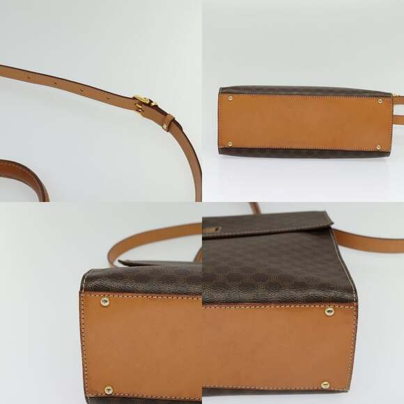 CELINE Macadam Canvas Hand Bag Pvc Leather Brown Gold - Picture 10 of 13